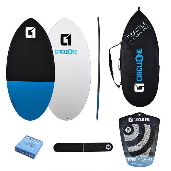Ensemble de skimboard en fibre de verre époxy de 43 pouces, sac, barre d'arche, coussinet arrière et cire