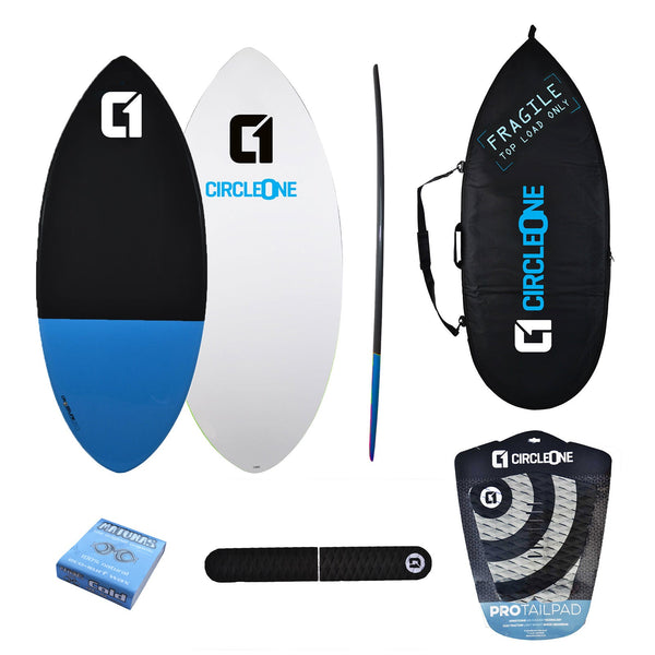 Ensemble de skimboard en fibre de verre époxy de 50 pouces. Sac, cire, barre d'arche et coussinet arrière inclus