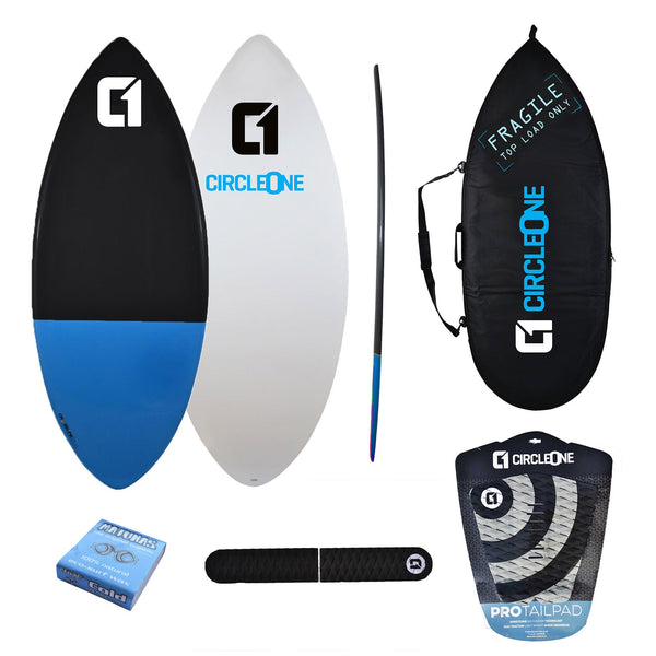 Ensemble de skimboard en fibre de verre époxy de 54 pouces, sac, cire, barre d'arche et coussinet arrière inclus