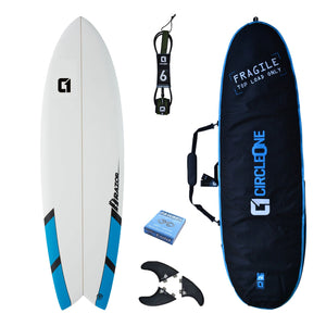 Planche de surf courte Razor Fish Tail de 6 pieds 3 pouces - Comprend un sac, une laisse, des ailerons et de la cire 