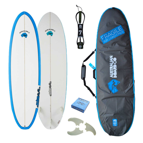 6ft 6 Pulse Square Tail Shortboard Surfboard by Australian Board Co Package - Includes Bag, Fins, Leash, Wax