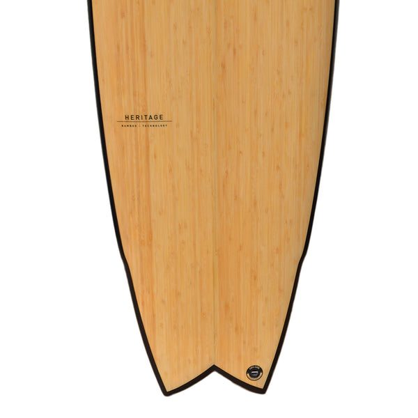 6ft 11 Bamboo Wing Swallow Tail Surfboard Package - Includes Bag, Leash, Fins, Wax