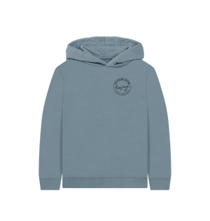 Stone Blue Printed Kids Hoodie Front