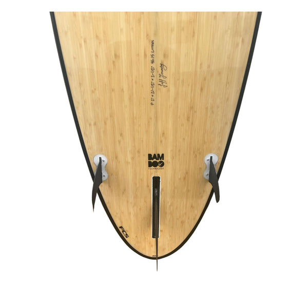 7ft 2 Bamboo Round Tail Mini Mal Surfboard Package - Includes Bag, Leash, Fins, Wax