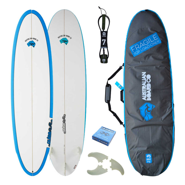 7ft Pulse Mini Mal Surfboard by Australian Board Co Package - Includes Bag, Fins, Leash, Wax