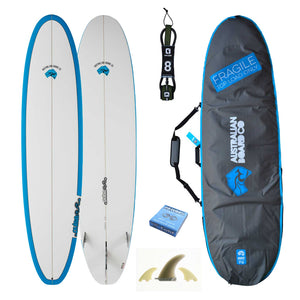 Planche de surf Mini Mal Pulse Squash Tail de 8 pieds par Australian Board Co Package - Comprend un sac, des ailerons, une laisse et de la cire 