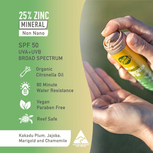 Mosquito Repellent Sun Cream SPF 50 – Tinted Natural Zinc Sunscreen with Citronella