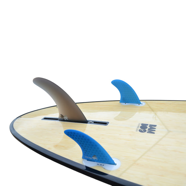 6inch Centre Fin Smokey Fibreglass + 2 Honeycomb side fins (FCS compatible)