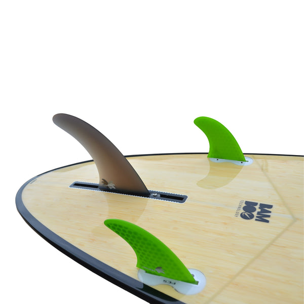 6inch Centre Fin Smokey Fibreglass + 2 Honeycomb side fins (FCS compatible)