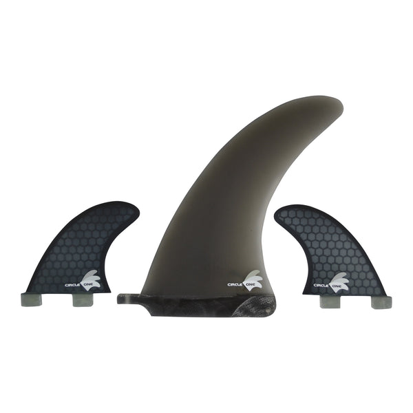 6inch Centre Fin Smokey Fibreglass + 2 Honeycomb side fins (FCS compatible)