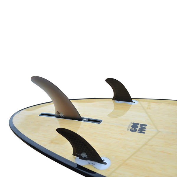 6inch Centre Fin Smokey Fibreglass + 2 Honeycomb side fins (FCS compatible)