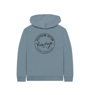 Stone Blue Printed Kids Hoodie Back