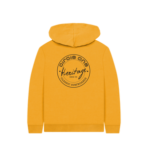 Mustard Printed Kids Hoodie Back