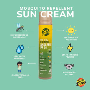Mosquito Repellent Sun Cream SPF 50 – Tinted Natural Zinc Sunscreen with Citronella