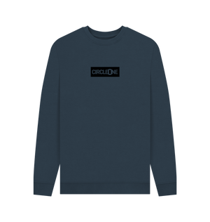 Navy Blue Printed Sweater Front