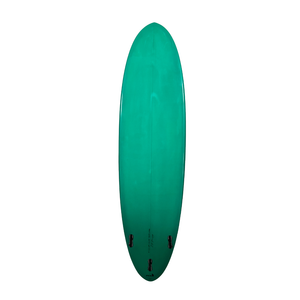 Circle One Heritage Round Tail Retro Egg Surfboard 7ft in Bottle Green — bottom view