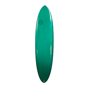 Circle One Heritage Round Tail Retro Egg Surfboard 7ft in Bottle Green — deck view