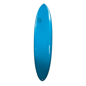 Circle One Heritage Round Tail Retro Egg Surfboard 7ft in Teal Blue — deck view
