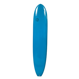 Circle One Heritage Retro Classic Noserider Longboard 9ft6 in Teal Blue — deck view