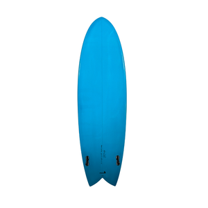 Circle One Heritage Twin Surfboard 5ft 11 in Sky Blue — bottom view