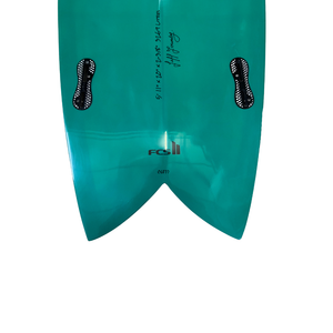 Circle One Heritage Round Tail Retro Twin Fin Surfboard 5ft 11 in Bottle Green — tail detail