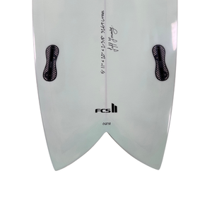 Circle One Heritage Round Tail Retro Twin Fin Surfboard 5ft 11 in Duck Egg — tail detail