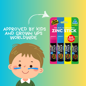 Rainbow x4 Colour Zinc Stick Value Pack: Pink, Blue, Yellow, Green SPF 50+ Zinc Oxide Sunblock
